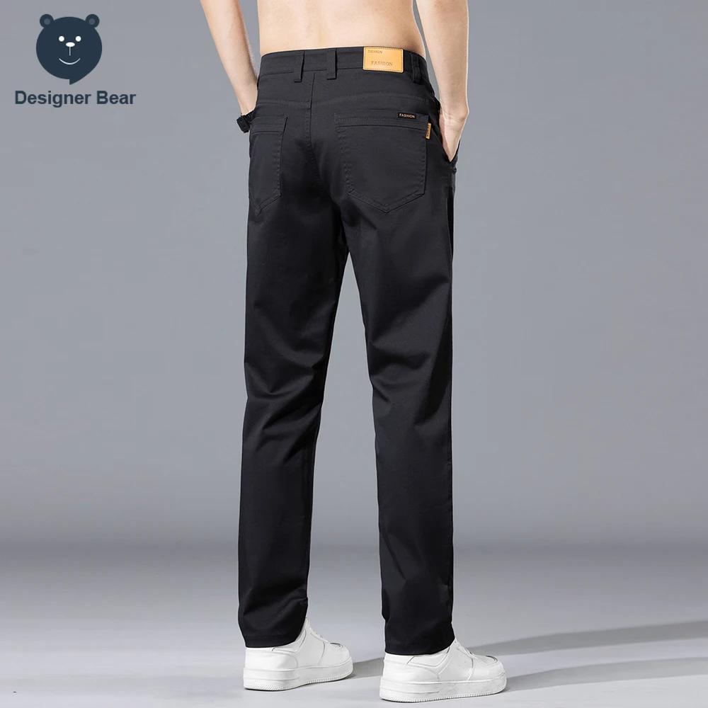Pantalon décontracté pour homme, collection Printemps-Été, 97% coton, coupe droite, couleur unie, pour affaires et loisirs, long, kaki, gris, bleu
