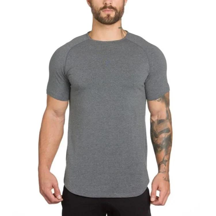 Marque vêtements de sport fitness t-shirt hommes mode étendre hip hop été à manches courtes t-shirt coton musculation muscle t-shirt homme