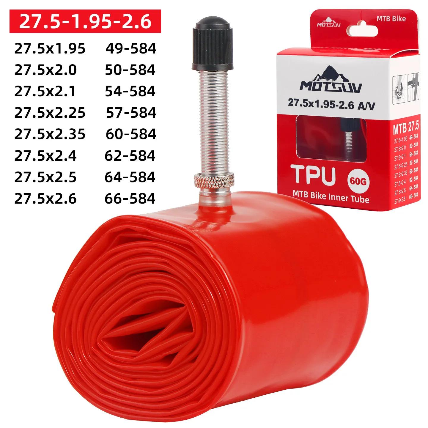 Chambre à air de vélo de montagne ultra-légère 26/27,5/29 pouces anti-crevaison en TPU, avec valve métallique, portable et élégante