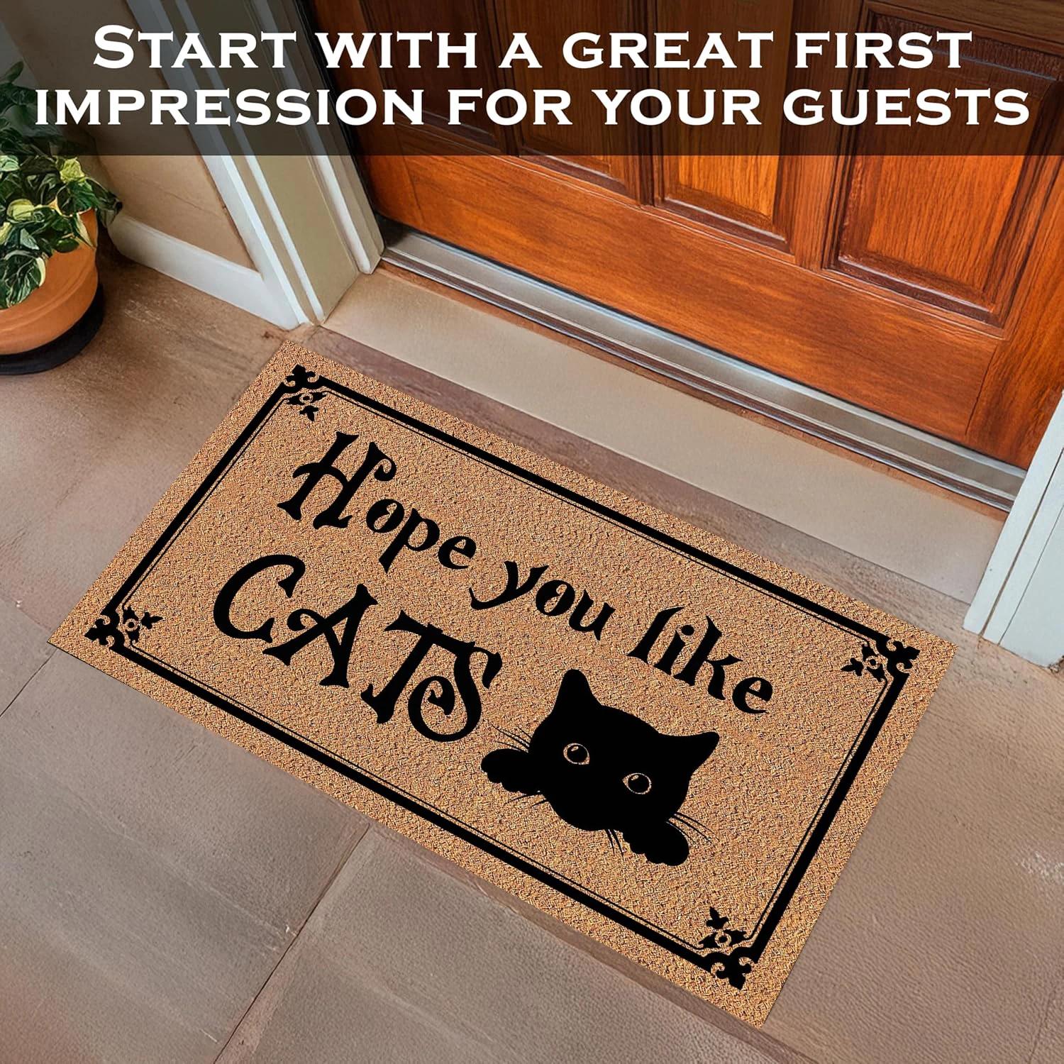 Paillasson d'extérieur antidérapant pour cuisine, tapis de sol de Garage, de bienvenue, en caoutchouc, Hope You Like Cats
