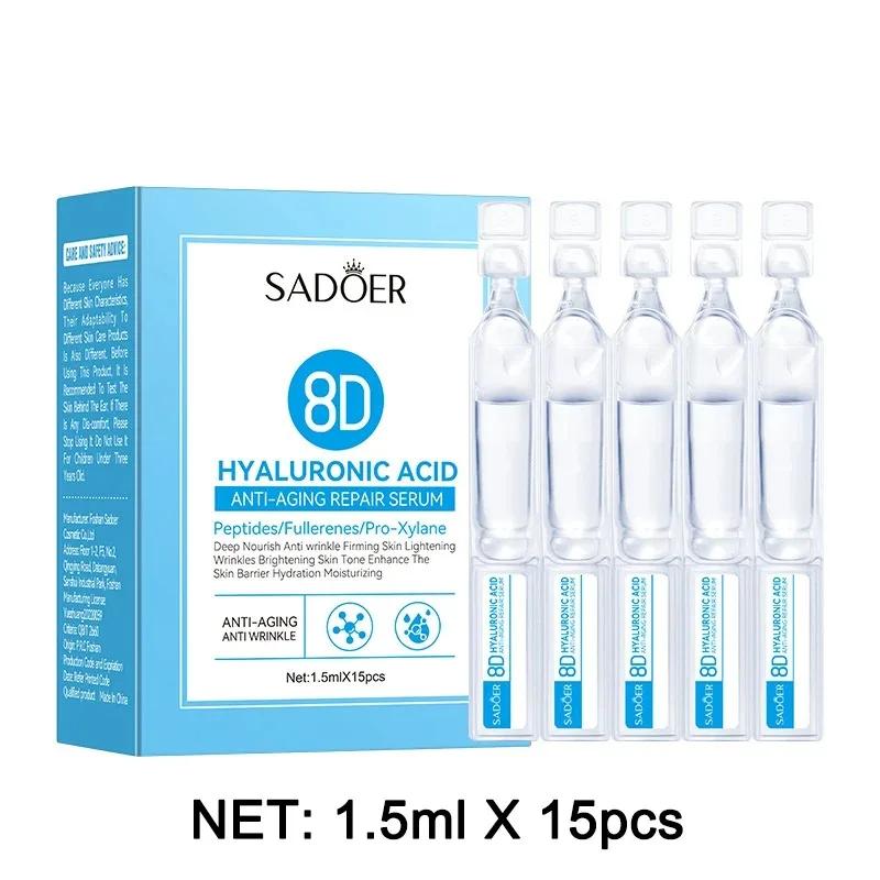 Sérum Visage à l'Acide Hyaluronique Anti-Âge, Nourrissant en Profondeur, Essence Anti-Rides au Fullerène et Collagène, Éclaircissant et Liftant pour les Soins de la Peau