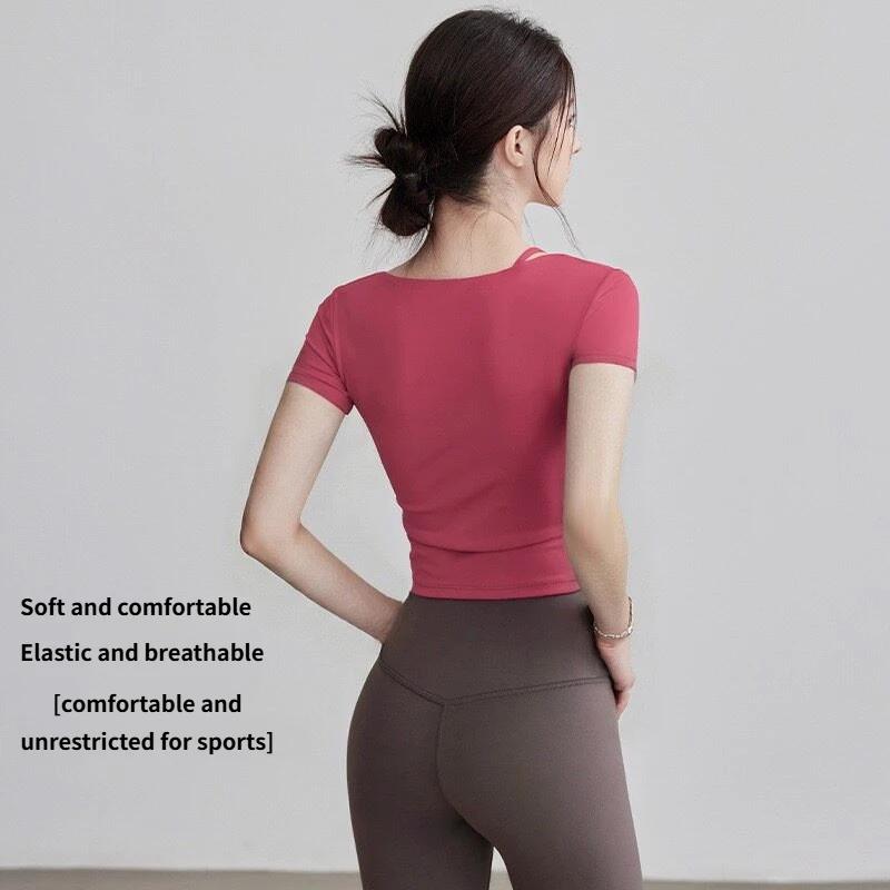 Vêtements de yoga à manches longues pour l'été, hauts amincissants élégants avec coussinets de poitrine, vêtements professionnels pour l'entraînement au Pilates et au fitness