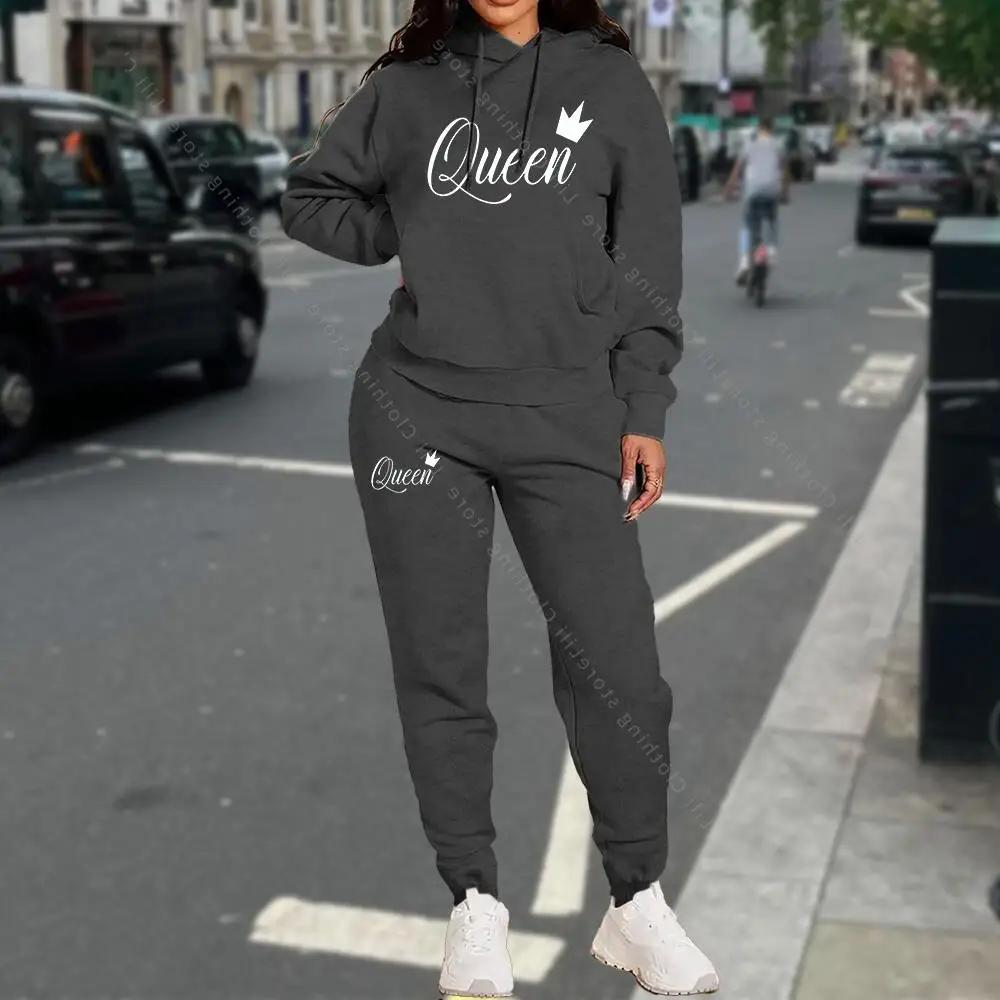 Ensemble de survêtement pour femmes, vêtements d'automne et d'hiver, sweats à capuche et pantalons, mode, haute qualité, esthétique, marque de luxe, streetwear, ensembles de pantalons pour femmes