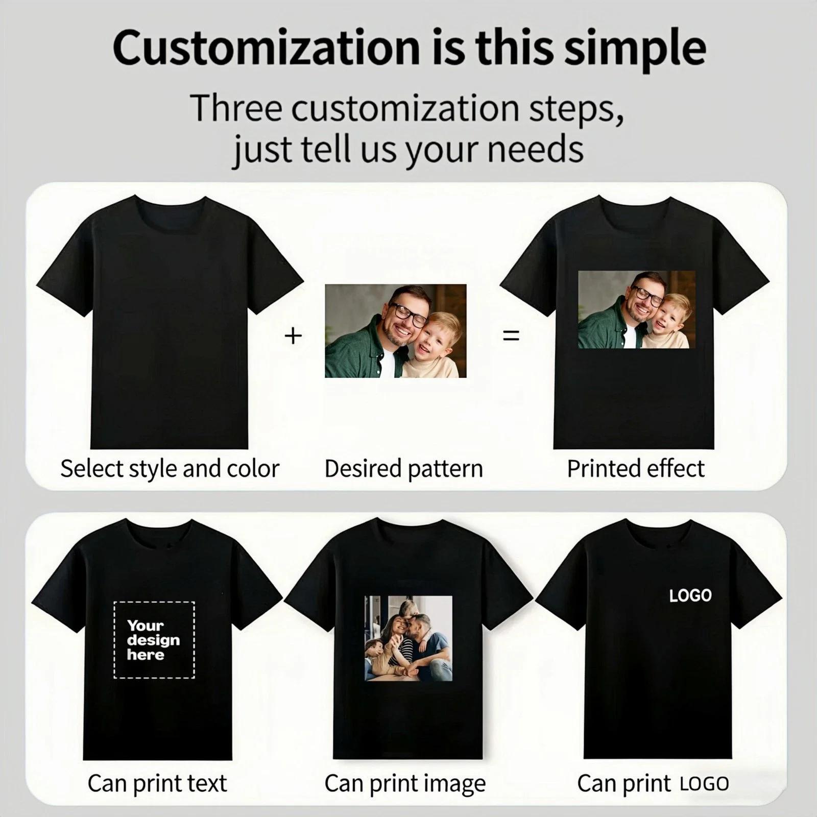 T-shirt personnalisé avec photo, texte ou logo, en coton uni, pour le quotidien, les loisirs, les cadeaux d'anniversaire, ou comme vêtement de sport