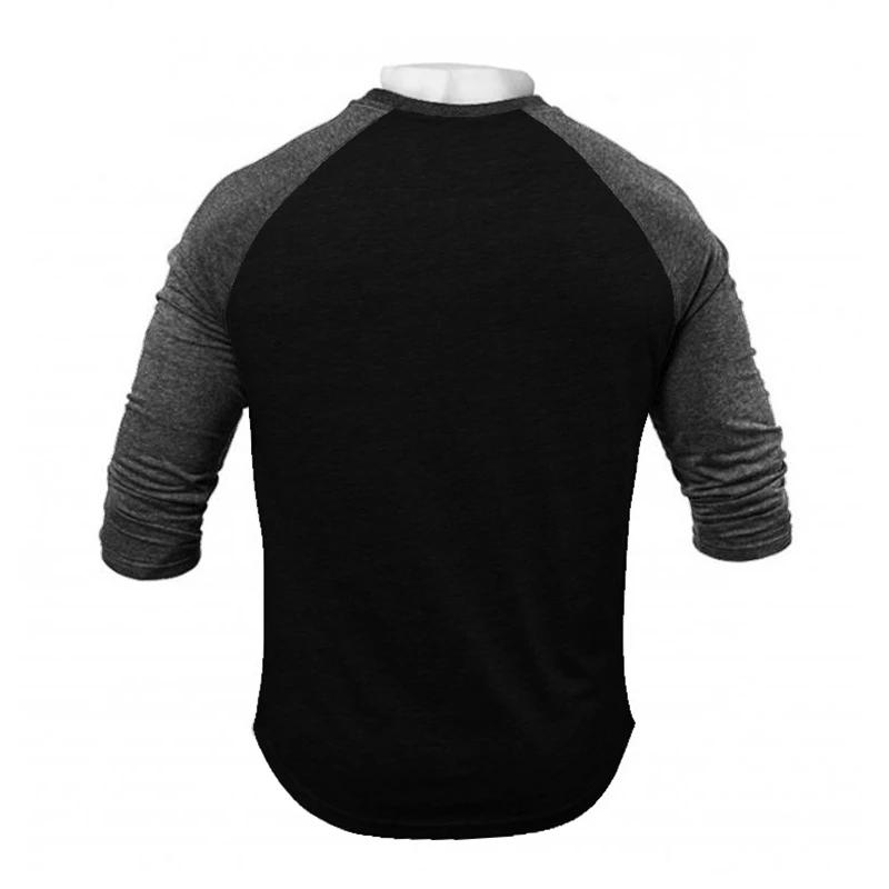 Tshirt de sport homme manches trois quarts coton marque vêtement course entraînementextérieur occasionnels