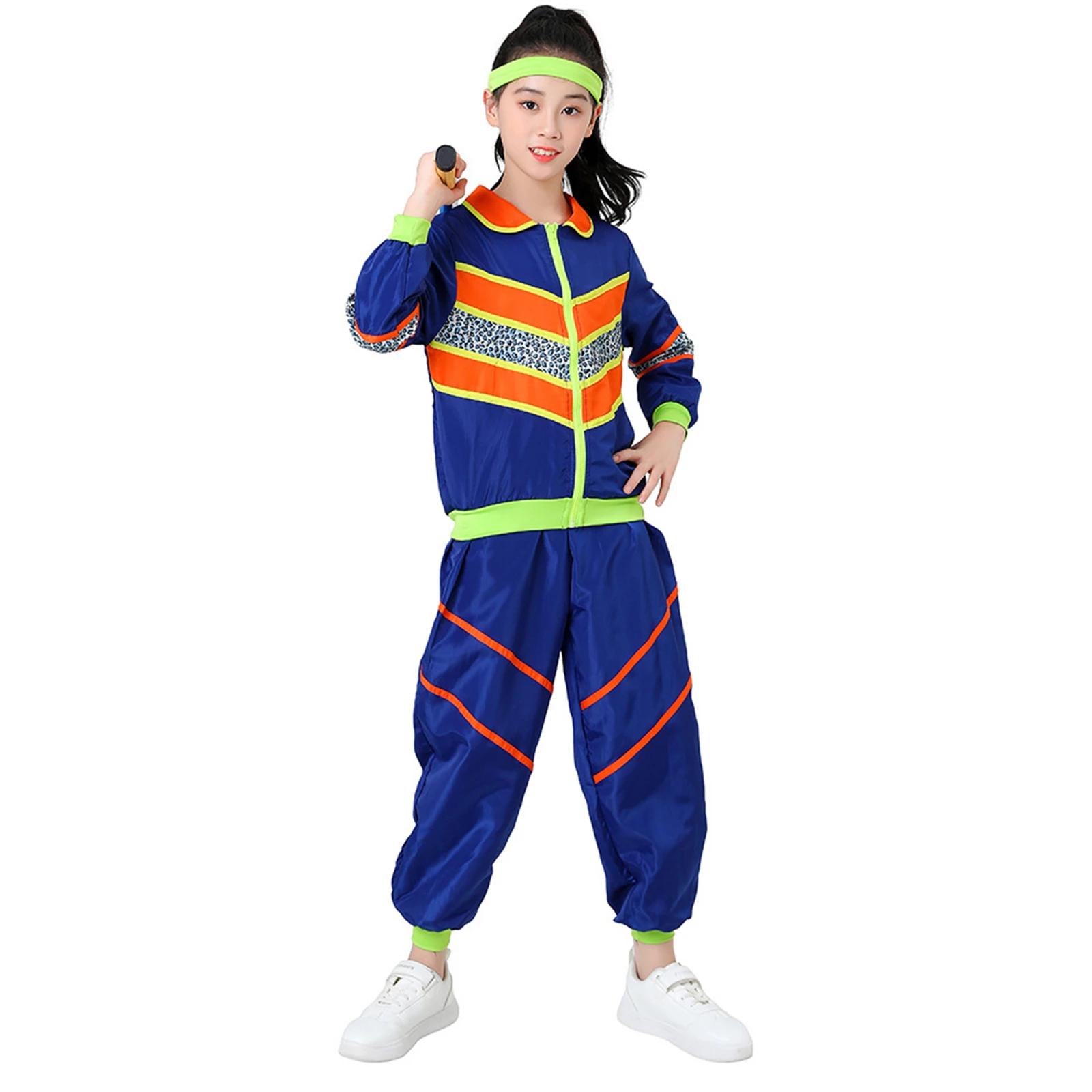 Enfants filles garçons 80s survêtement enfants Hip Hop Costume haut pantalon ensembles tenue rétro danse vêtements de sport