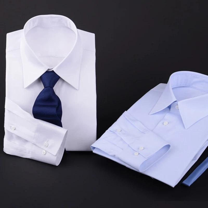 Chemise professionnelle à boutons de manchette pour homme, vêtement de travail, slim, blanc, noir, bureau, long, pointu