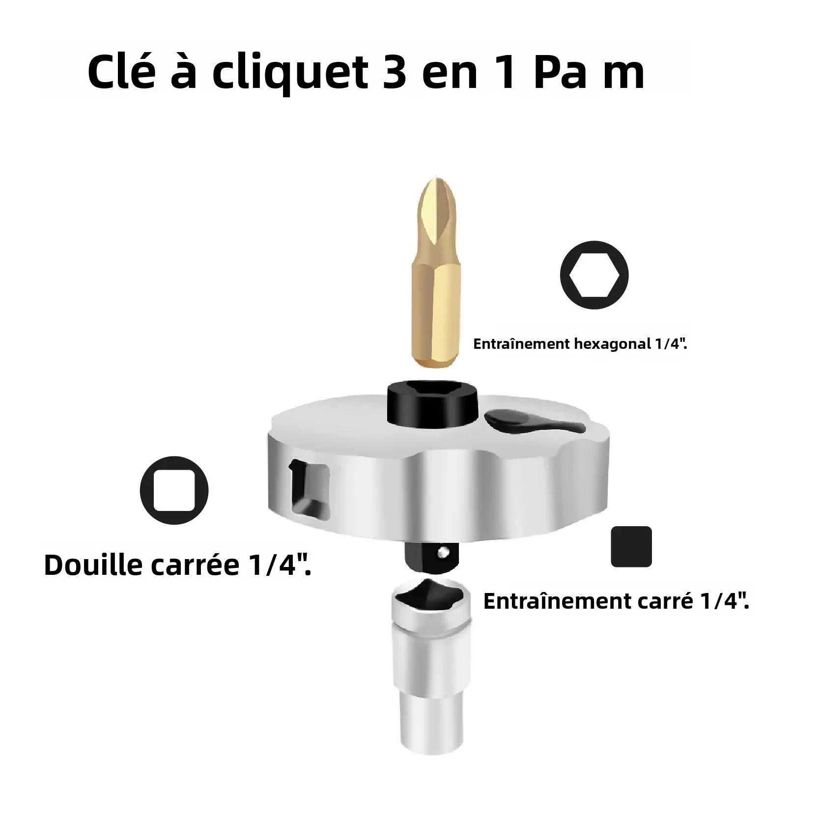 Mini clé à cliquet à molette double fonction 2 en 1 1/4 po. Poignée