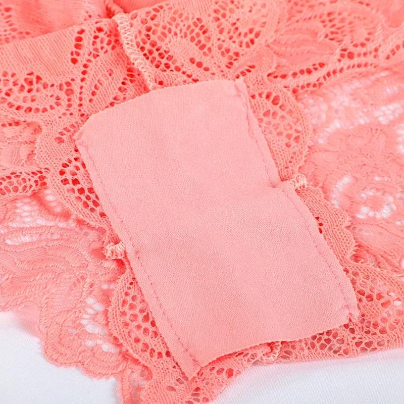 Culottes en Dentelle Florale pour Femme, Taille en V, Couleur Unie, Sous-Vêtements Respirants, Intimes Lingerie Occasions Spéciales