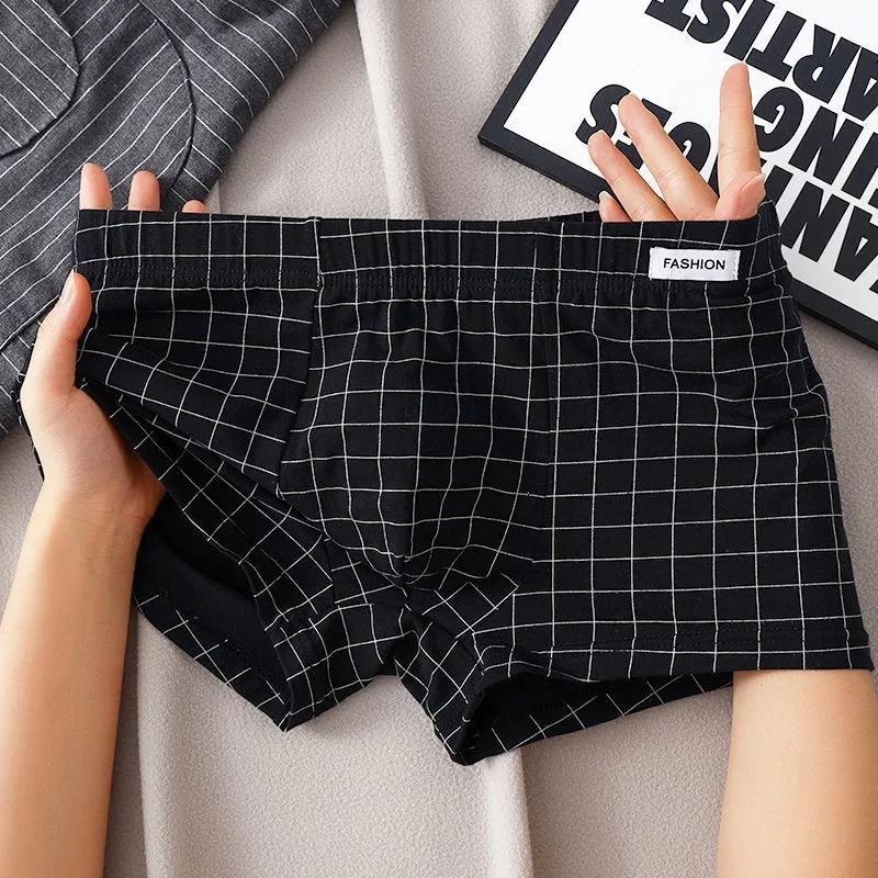 Sous-vêtements pour hommes respirant ample taille moyenne Sexy Plaid Homewear culottes coton confortable Boxer Shorts élastiques hommes caleçons