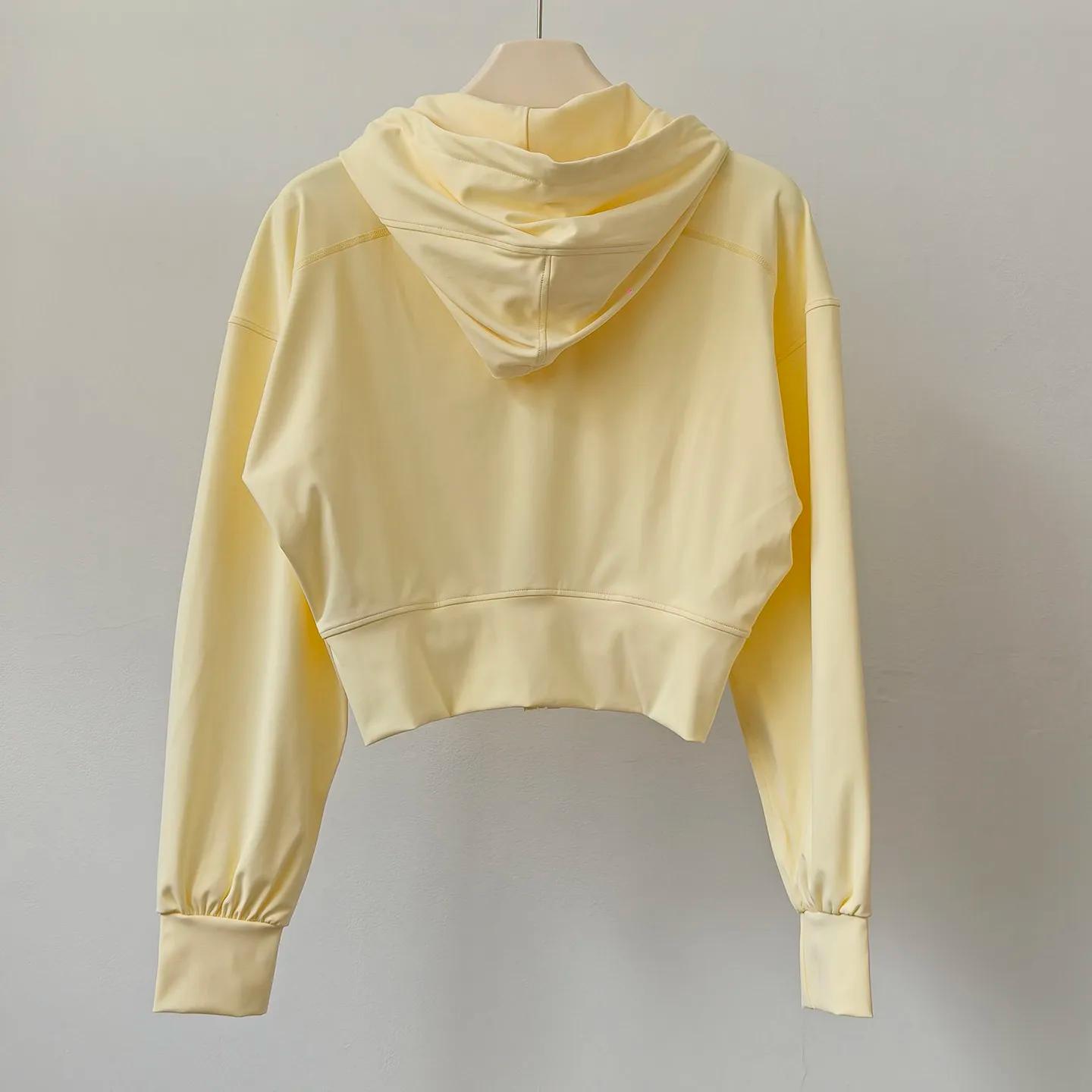 Vêtements de yoga, hauts à manches longues, chemises, vêtements d'entraînement de Pilates pour femmes, coupe ajustée, à capuche, décontractés, veste de sport courte