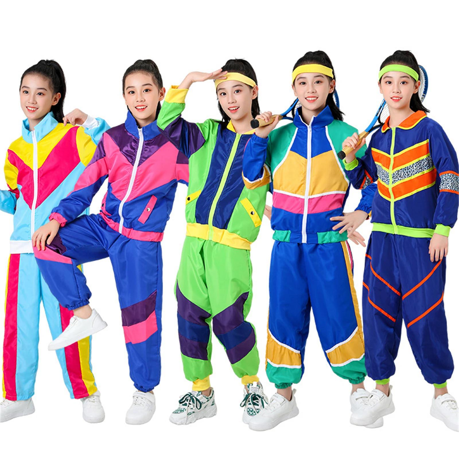 Enfants filles garçons 80s survêtement enfants Hip Hop Costume haut pantalon ensembles tenue rétro danse vêtements de sport