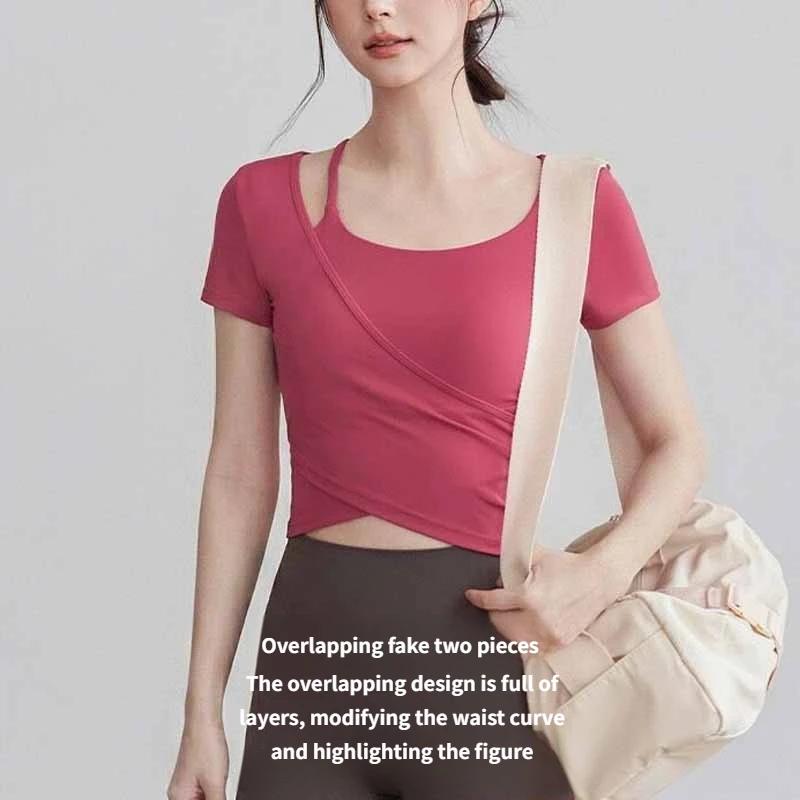 Vêtements de yoga à manches longues pour l'été, hauts amincissants élégants avec coussinets de poitrine, vêtements professionnels pour l'entraînement au Pilates et au fitness
