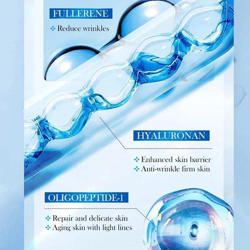 Sérum Visage à l'Acide Hyaluronique Anti-Âge, Nourrissant en Profondeur, Essence Anti-Rides au Fullerène et Collagène, Éclaircissant et Liftant pour les Soins de la Peau