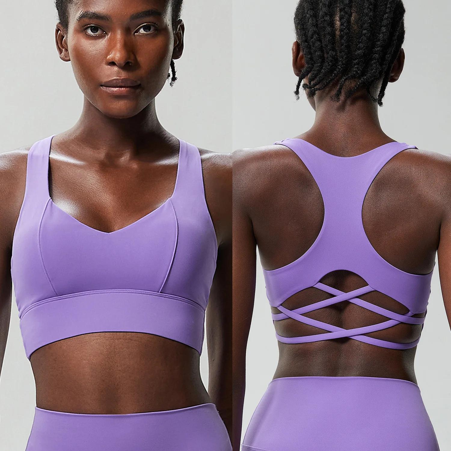 Soutien-gorge de sport femme extensible doux push-up haute performance Yoga gym