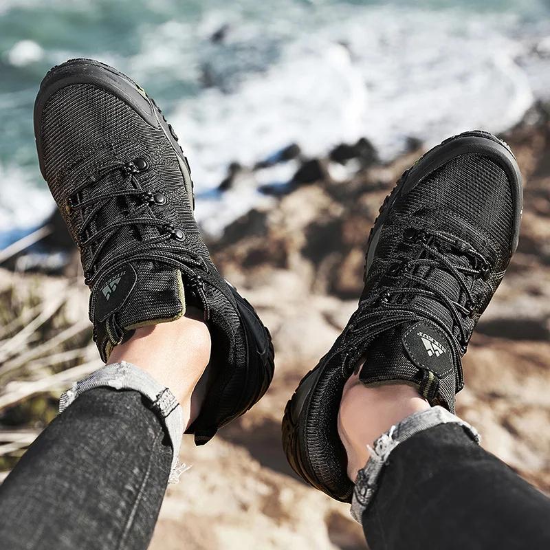 Chaussures de randonnée antidérapantes hommes HIKEUP - Sneakers montagne respirantes résistantes aux éclaboussures