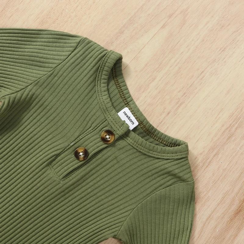 Vêtements pour nouveau-né garçon, couleur unie, côtelé, manches longues, barboteuse, combinaison avec chapeau, vêtements d'automne pour nourrissons en bas âge