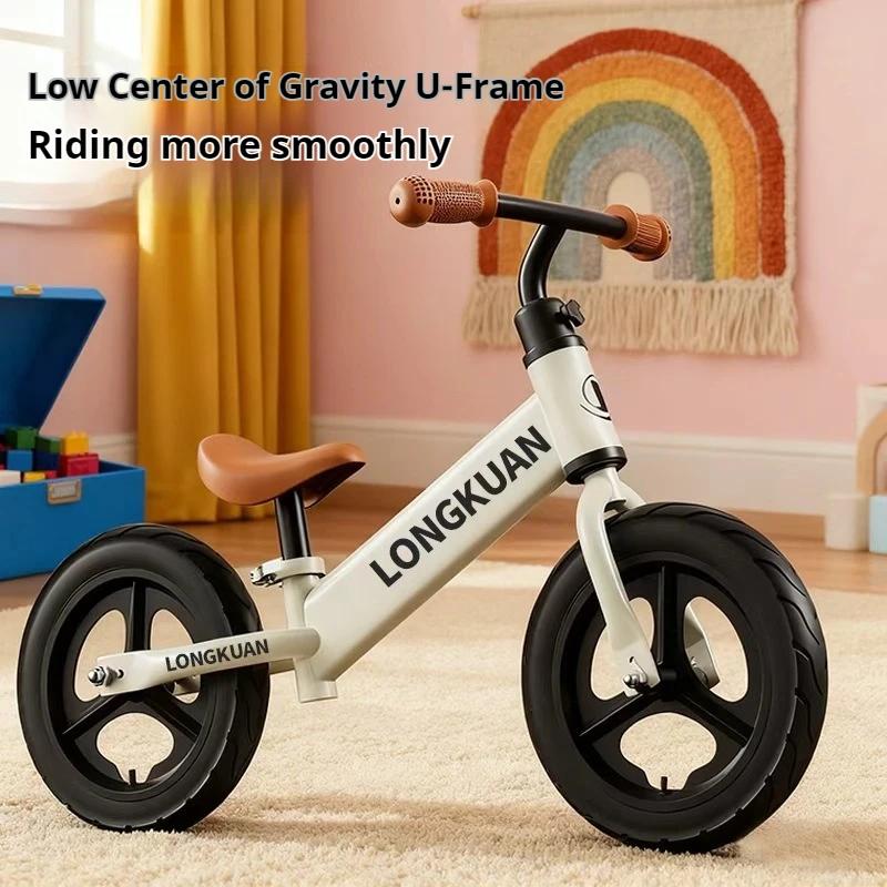 Vélo d'équilibre de 12 pouces, cadre en acier à haute teneur en carbone, guidon réglable, siège réglable, vélo à pousser à deux roues, pour la conduite en extérieur