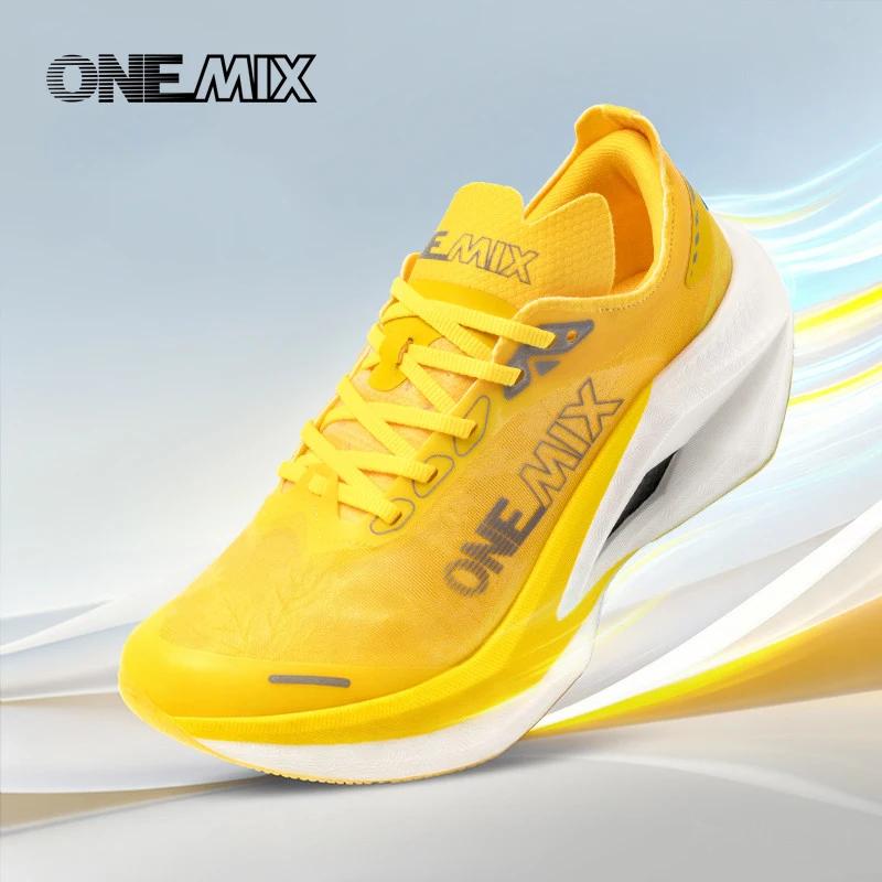 ONEMIX Nouvelles chaussures de course professionnelles Marathon à plaque de carbone intégrale avec soutien stable et abs