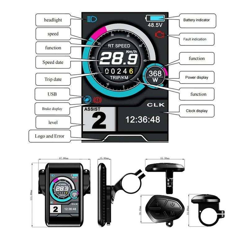 Kit de vélo électrique 5000W 3000W 2000W avec écran TFT UKC1, prise en charge de la charge USB, S966 NFC, moteur de moyeu arrière MTX39