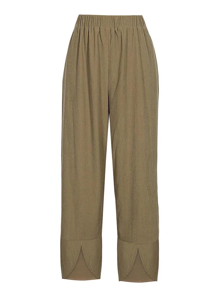Nouveautés 2026 : Pantalons amples à jambes larges pour femmes grandes tailles, taille élastique, coupe décontractée, couleur unie
