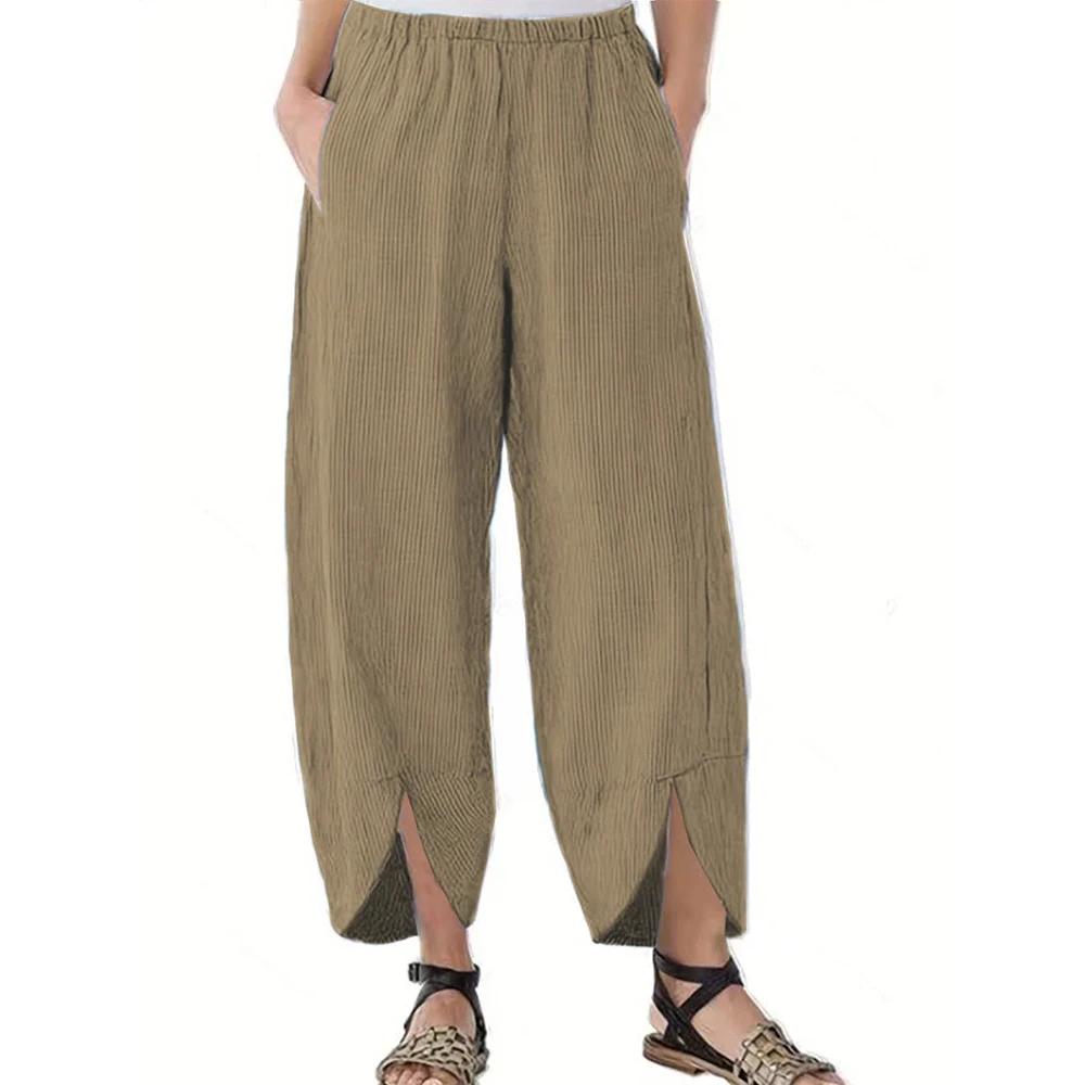 Nouveautés 2026 : Pantalons amples à jambes larges pour femmes grandes tailles, taille élastique, coupe décontractée, couleur unie