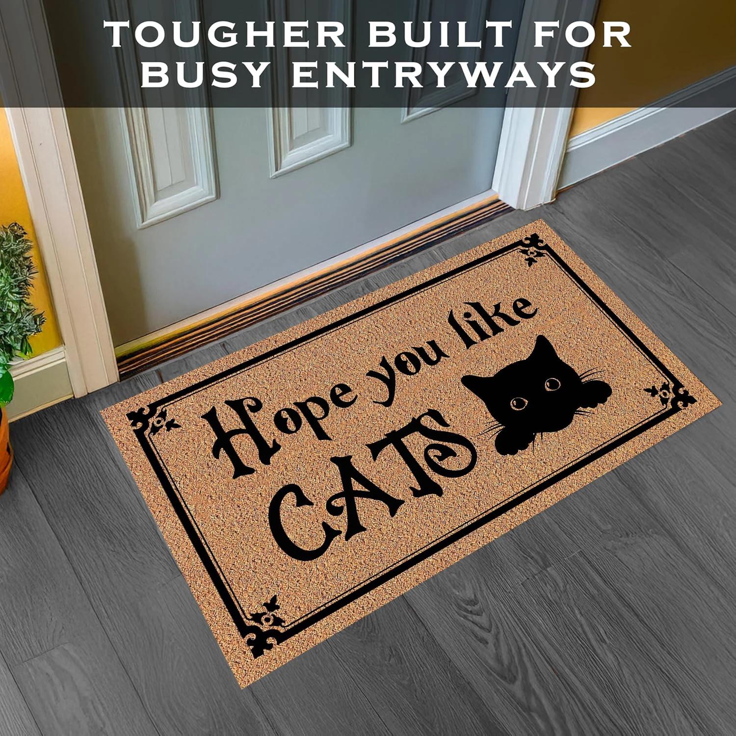 Paillasson d'extérieur antidérapant pour cuisine, tapis de sol de Garage, de bienvenue, en caoutchouc, Hope You Like Cats