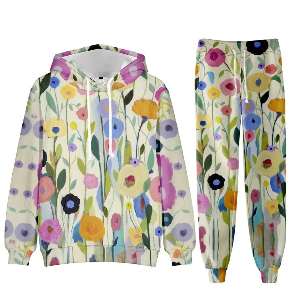 Survêtement Floral Chic Et Élégant Pour Femme Tenue De Sport Amusante Salon Jogging Respirant Occasions Spéciales