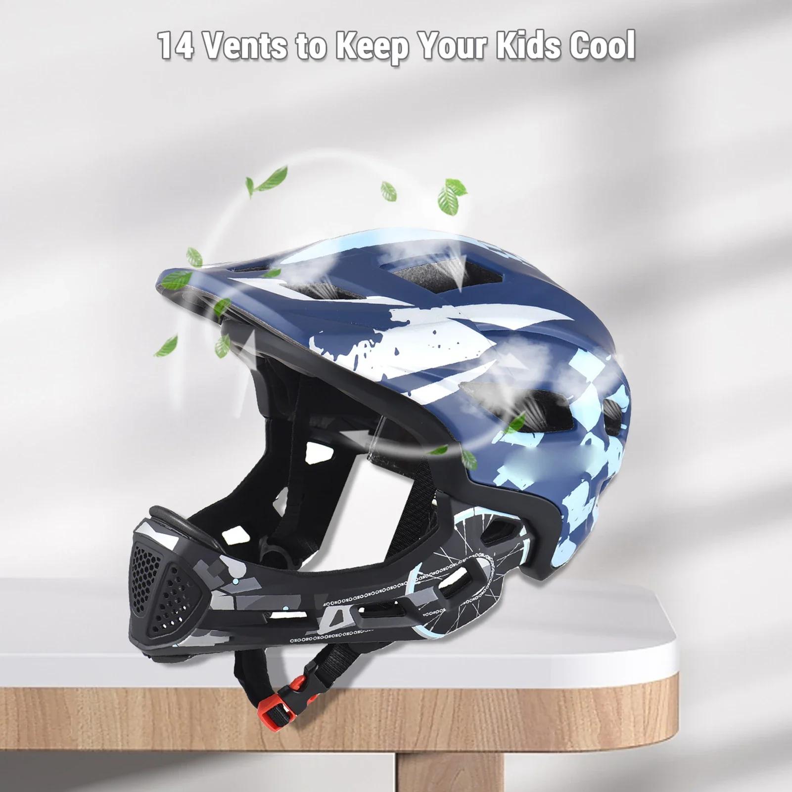 Casque de vélo pour enfants, léger, détachable, intégral, réglable de 54 à 56 cm, pour enfants de 5 à 9 ans