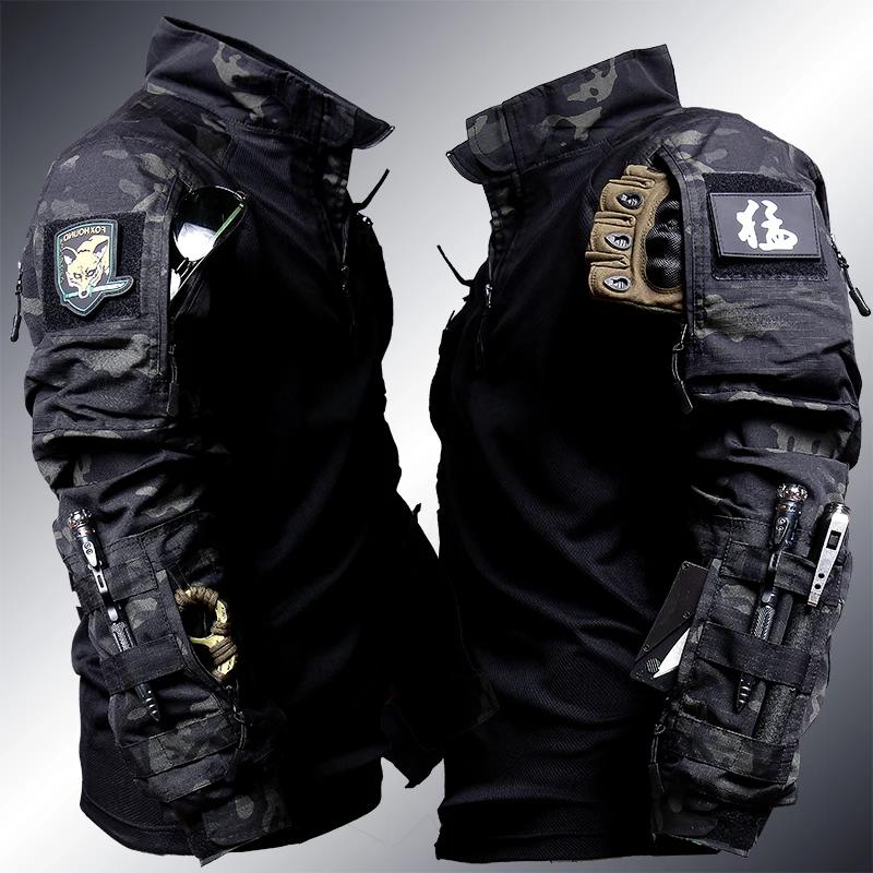 Costume de travail pour hommes, vêtements d'extérieur, t-shirt et pantalon à manches longues, vêtements de chasse résistants à l'usure, costume de Camping pour hommes