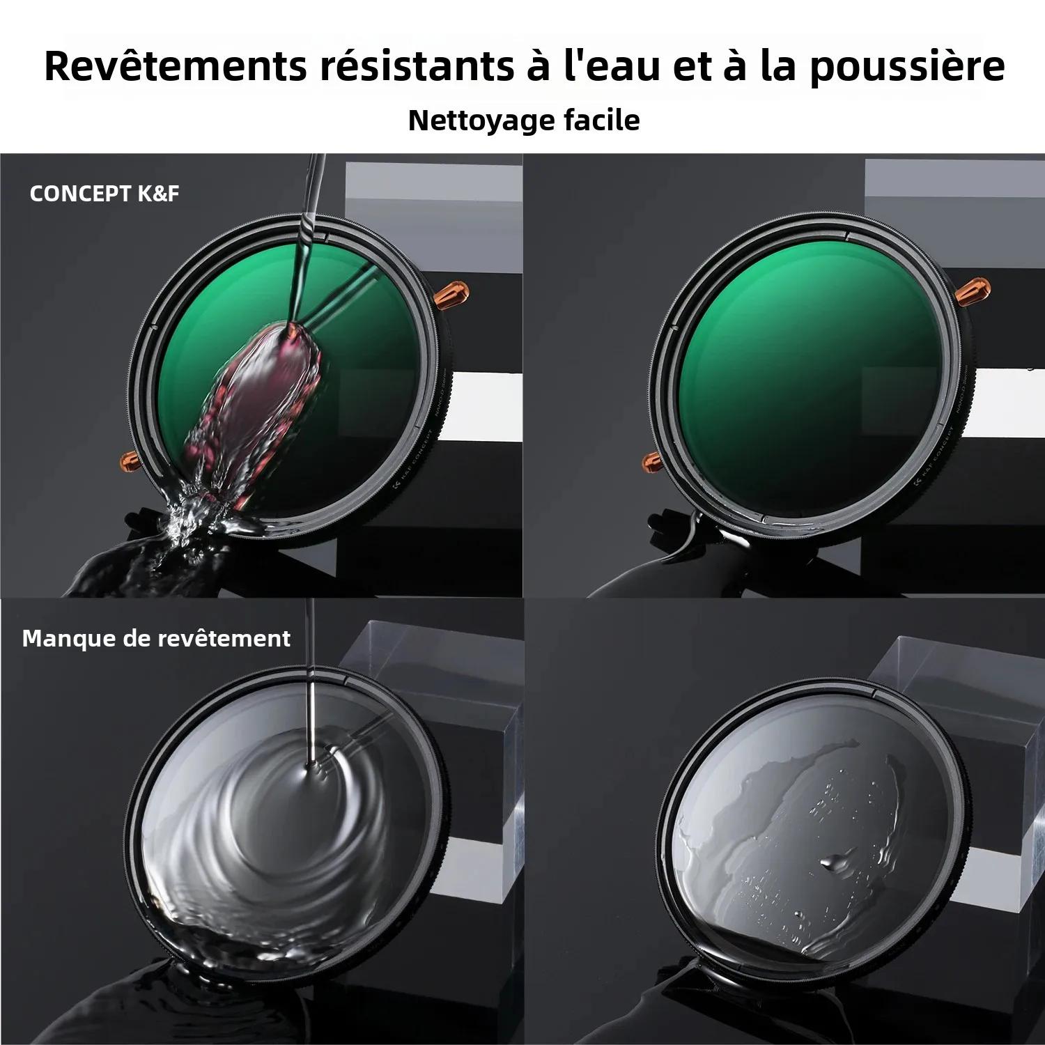 Filtre d'objectif 2-en-1 K&F CONCEPT ND & CPL ND2-ND32 (1-5 Stops) à densité neutre variable et polarisant pour objectif