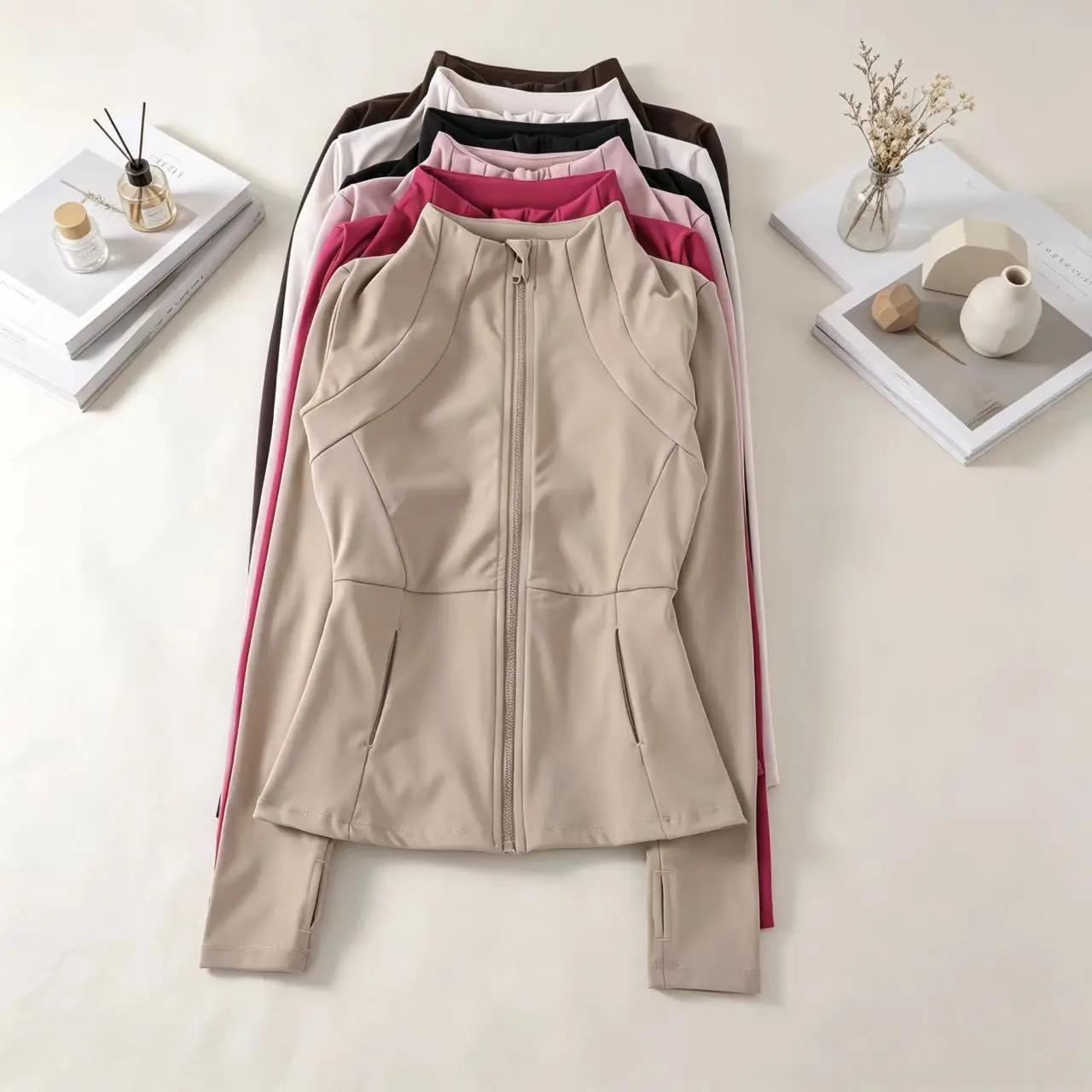 Vêtements de yoga, coupe-vent, vêtements de sport pour femme, sweat-shirt à manches longues, vestes de sport, hauts d'entraînement pour femme, vêtements de sport