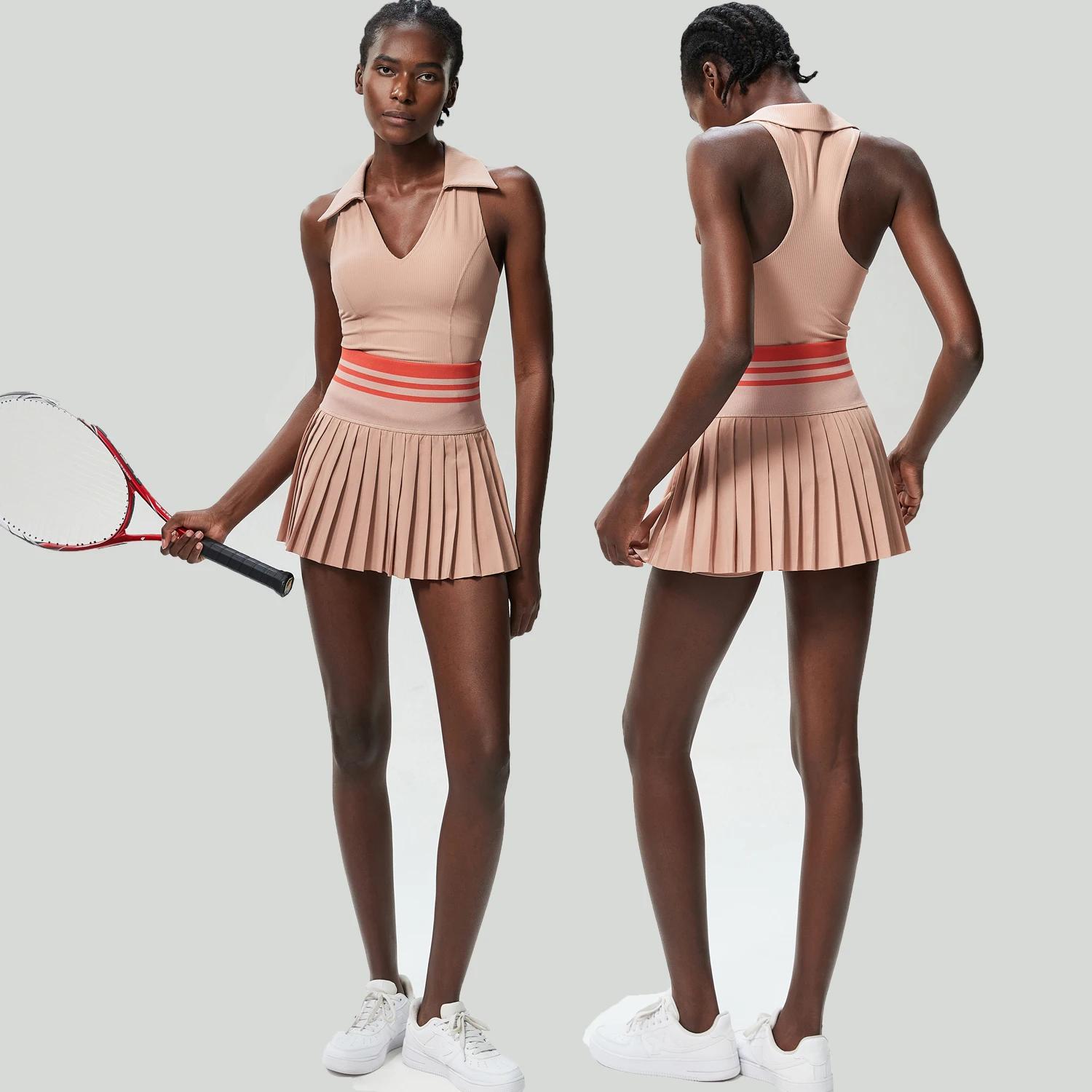 Ensemble 2 pièces femmes mini jupe taille haute - Soutien-gorge sport dos nu été golf