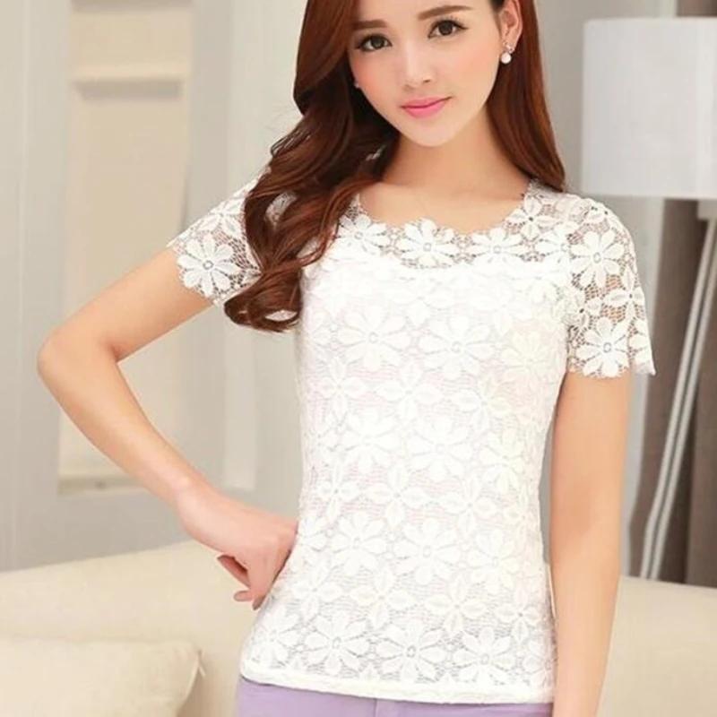 Grande taille femmes dentelle Blouse chemise décontracté solide creux