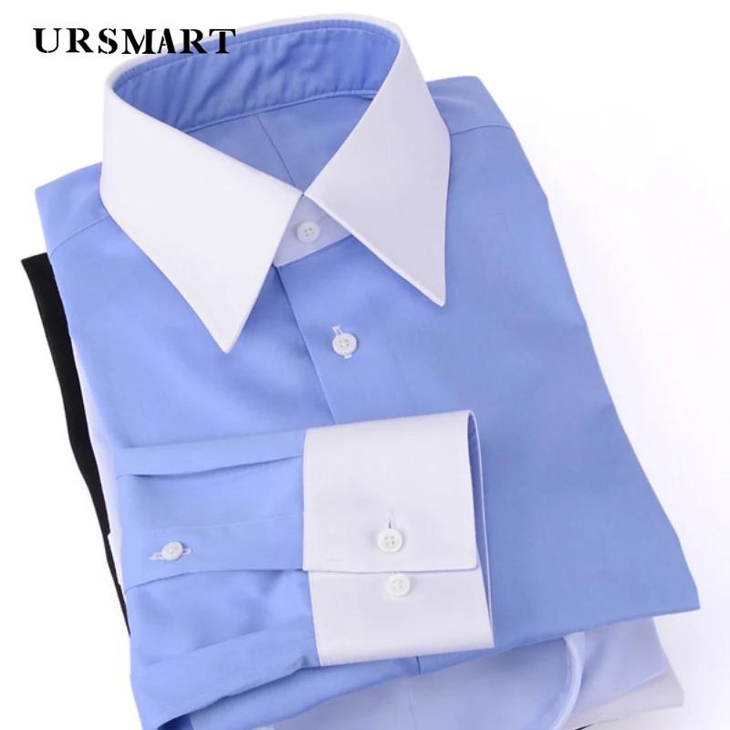 Chemise professionnelle à boutons de manchette pour homme, vêtement de travail, slim, blanc, noir, bureau, long, pointu