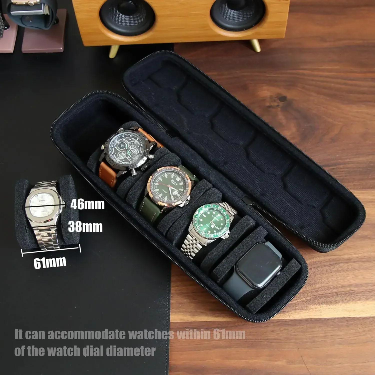 Boîte à montres organisatrice avec support d'affichage pour hommes et femmes rangement montres-bracelets et montres intelligentes occasions spéciales cadeau d'anniversaire noël