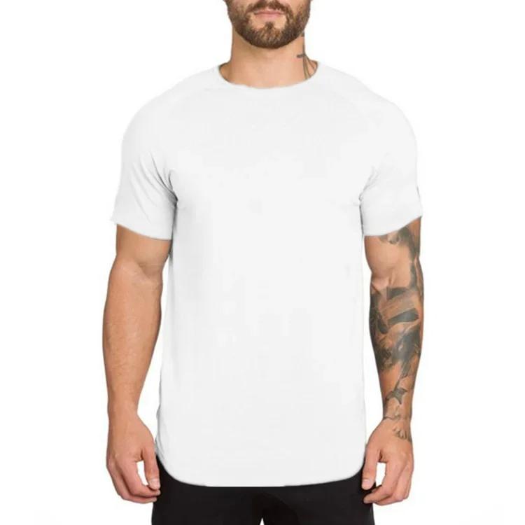 Marque vêtements de sport fitness t-shirt hommes mode étendre hip hop été à manches courtes t-shirt coton musculation muscle t-shirt homme