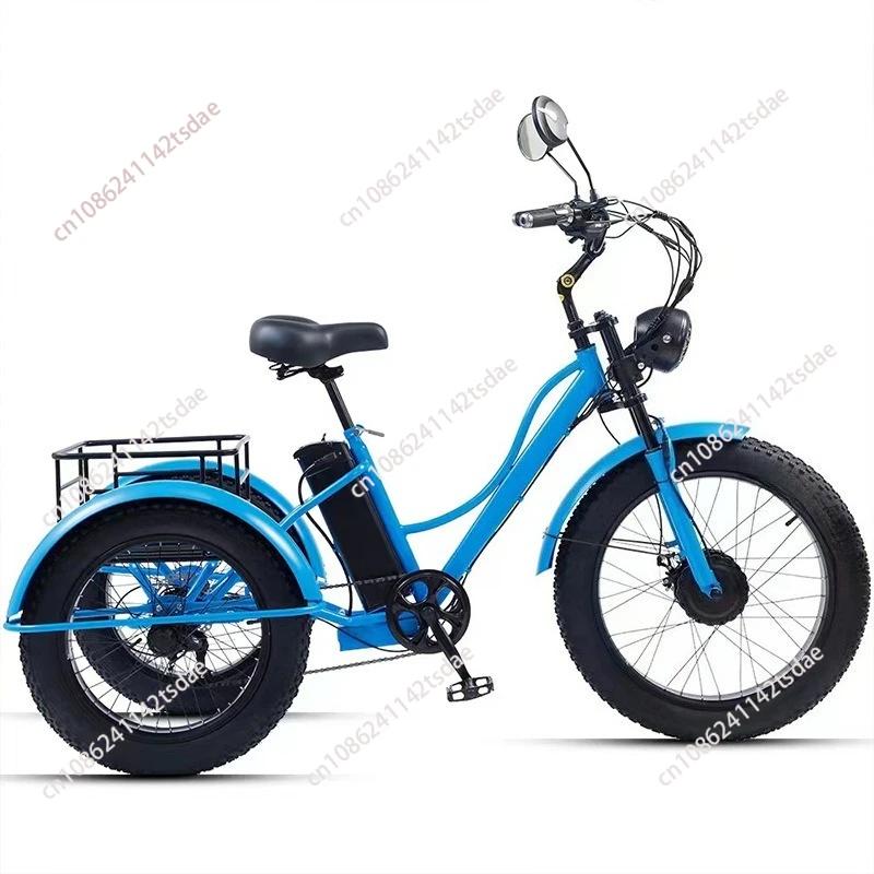 Vélo électrique de montagne 750W à 3 roues avec deux sièges pour personnes âgées