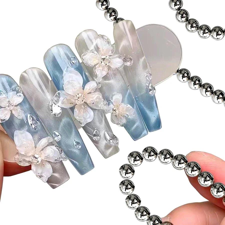 10/20 pièces perles magnétiques rondes pour Nail Art ondulation de l'eau oeil de chat Gel vernis fleur glacée sculpture