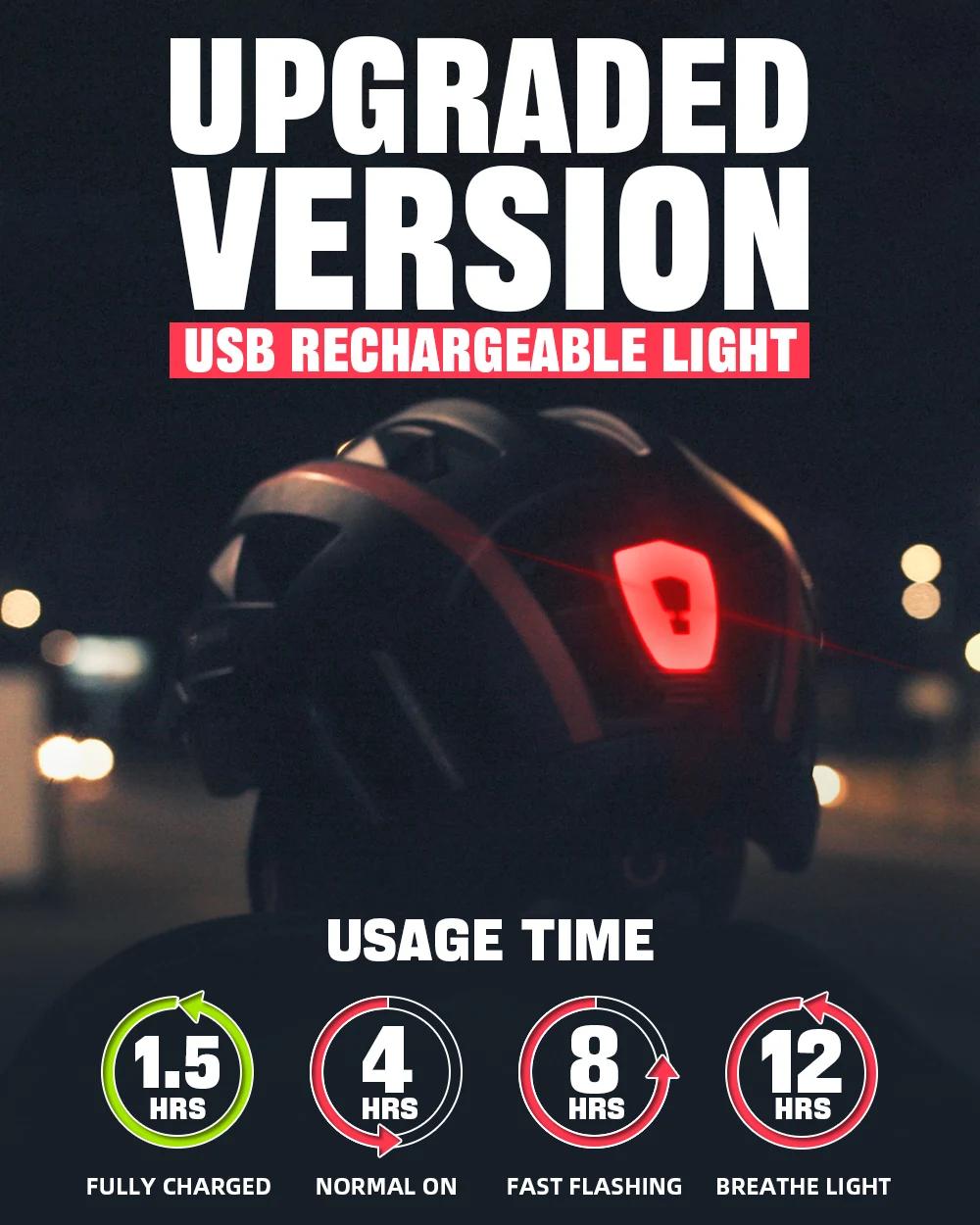 Casque de vélo rechargeable USB avec visière et feux arrière pour vélo tout terrain scooter électrique et vélos de ville adultes occasions spéciales