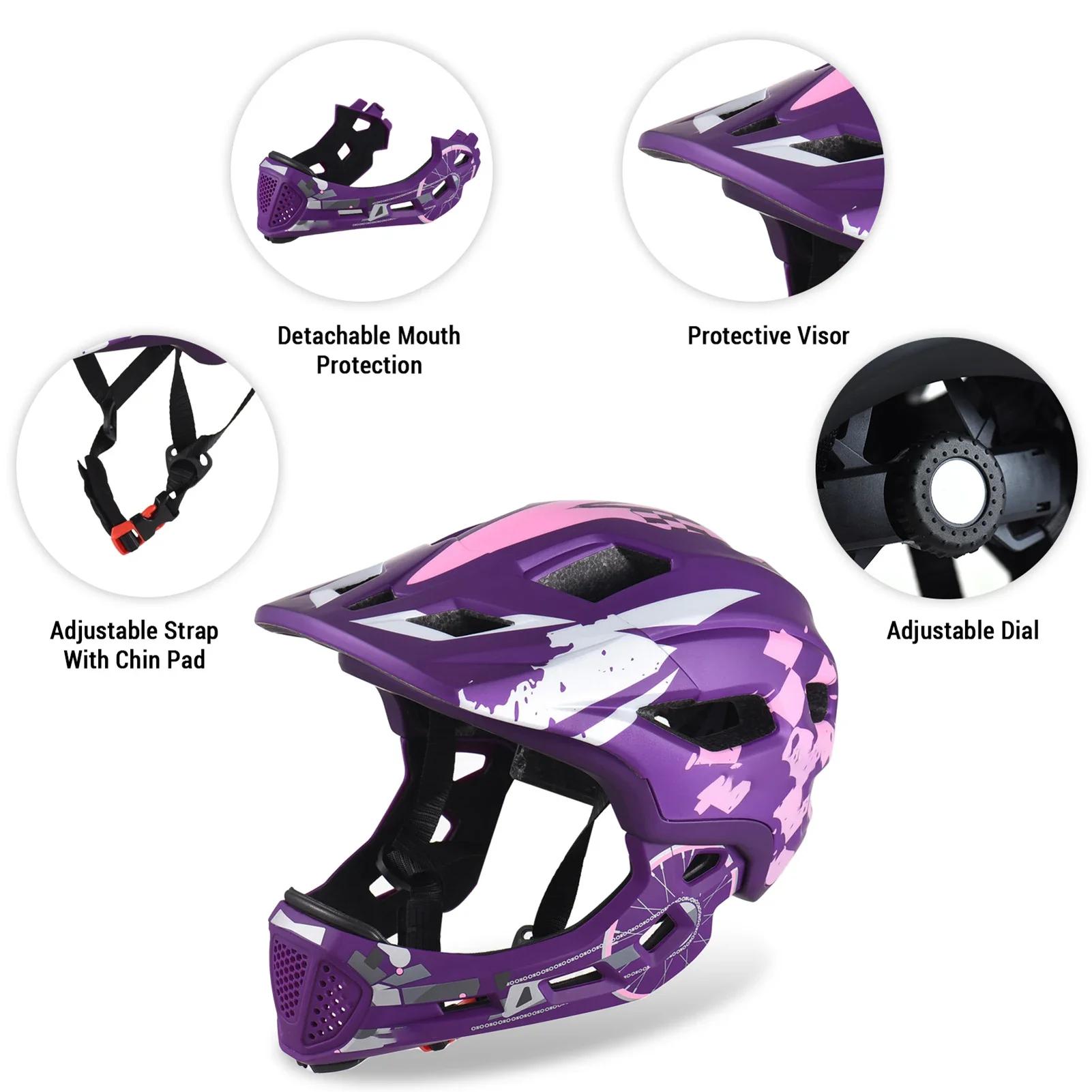 Casque de vélo pour enfants, léger, détachable, intégral, réglable de 54 à 56 cm, pour enfants de 5 à 9 ans
