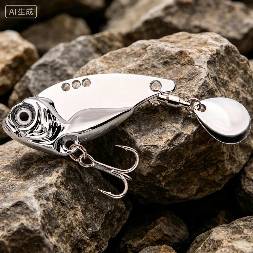 Rotatif paillettes métal VIB 7g 10g 15g 20g leurre de pêche queue rotative Vibration cuillère Spinner appât manivelle ba