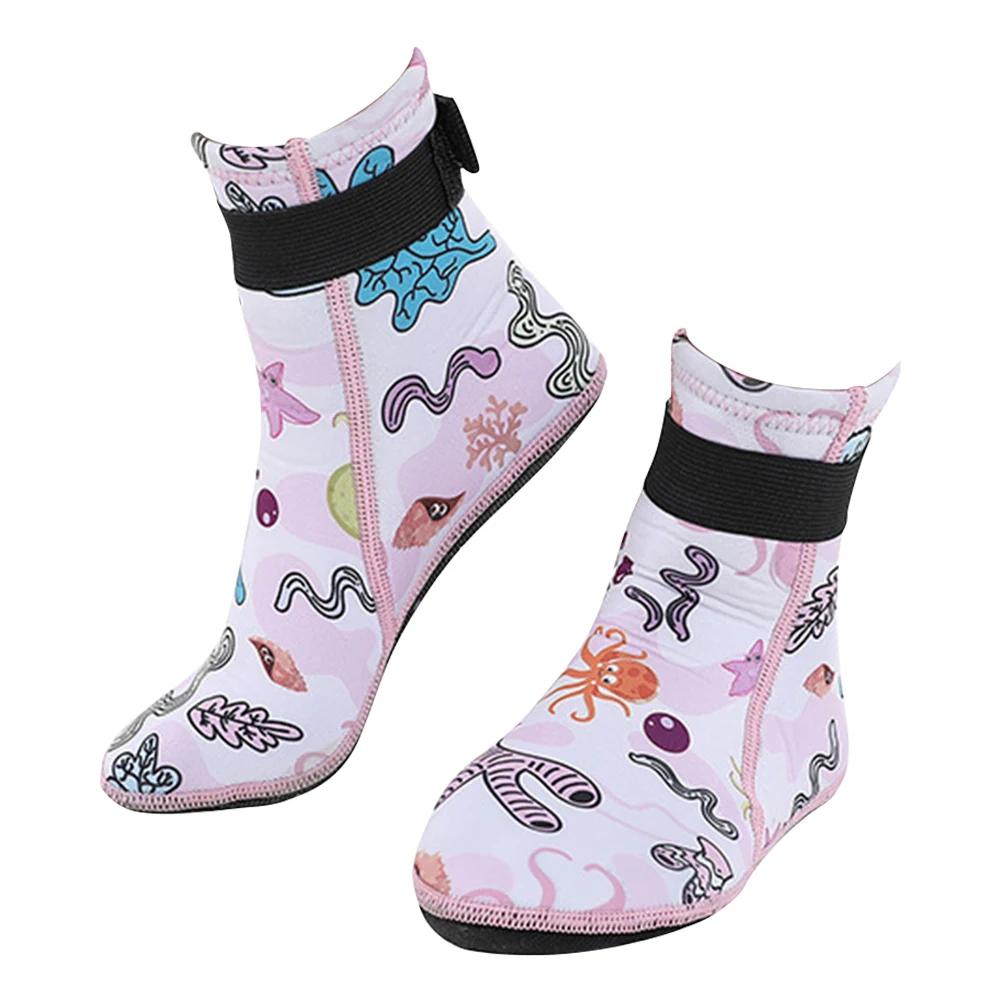 Chaussettes d'eau néoprène enfants anti-aldes - Bottes plongée réglables sports nautiques plage