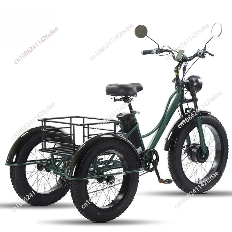 Vélo électrique de montagne 750W à 3 roues avec deux sièges pour personnes âgées