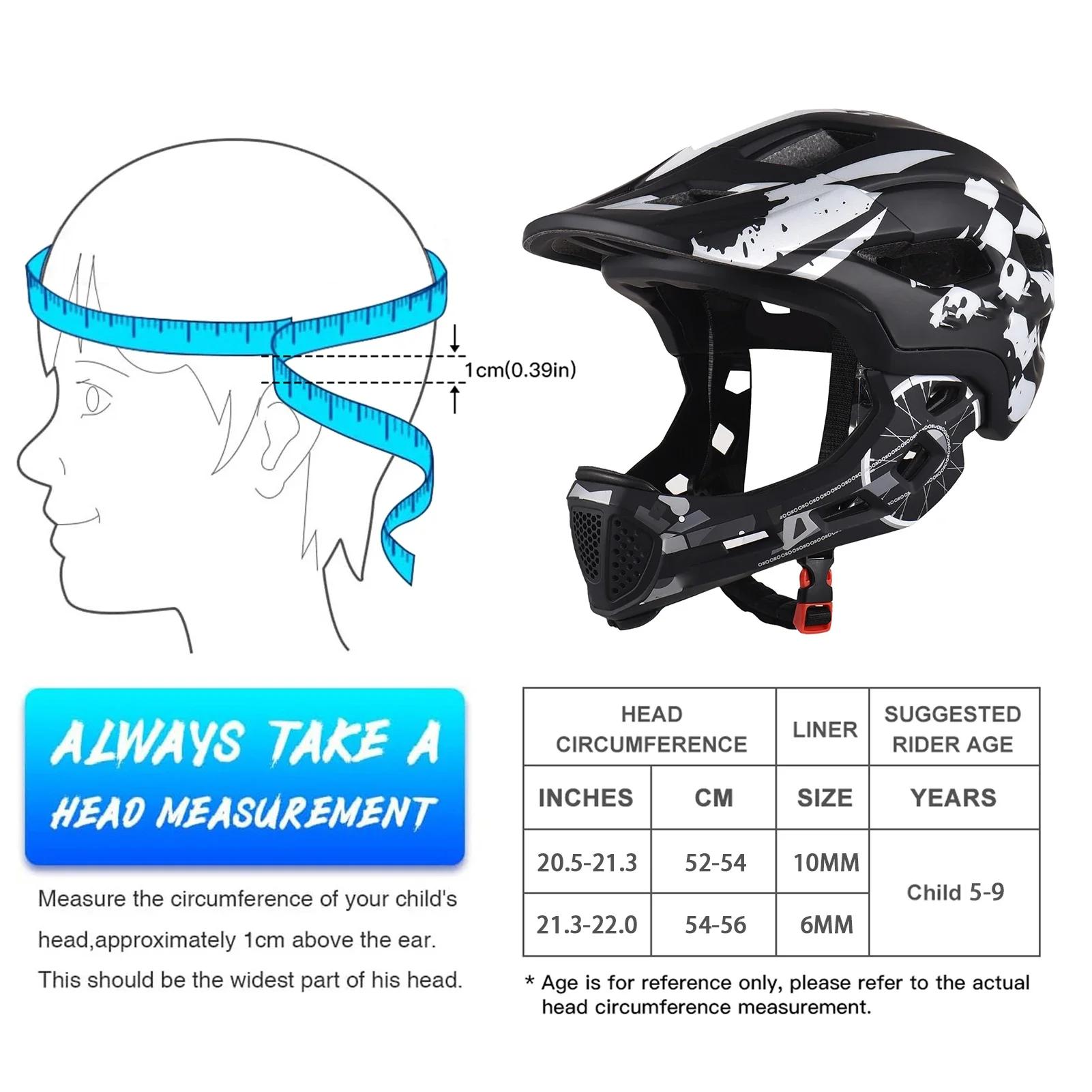 Casque de vélo pour enfants, léger, détachable, intégral, réglable de 54 à 56 cm, pour enfants de 5 à 9 ans
