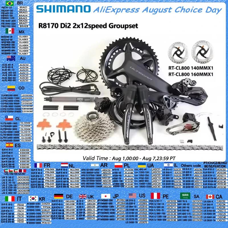 Shimano ULTEGRA Di2 R8170 2x12s groupe Di2 R8100 pédalier 11-30T 11-34T Cassette FD RD R8150 dérailleur