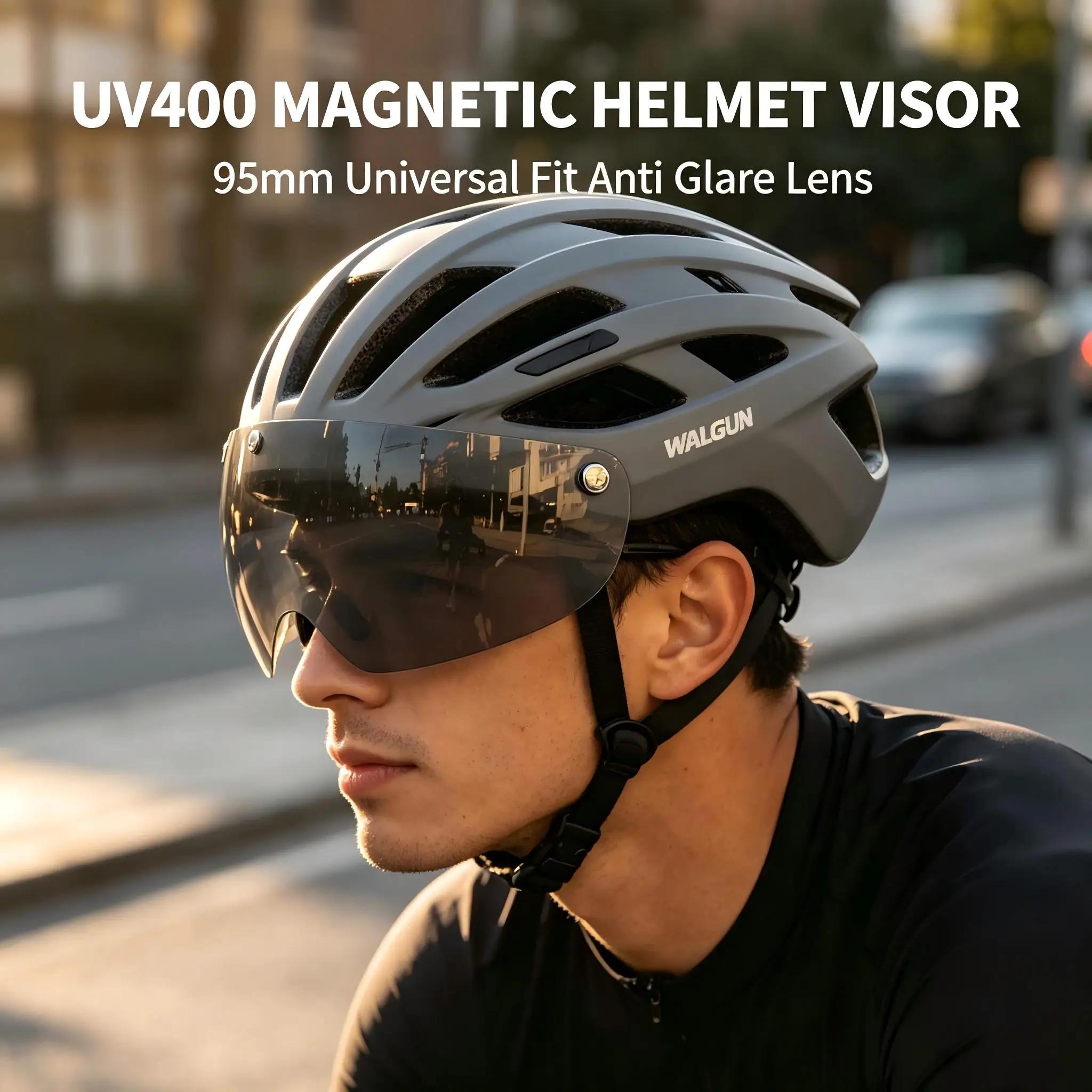 Visière magnétique pour casque de cyclisme, UV400, anti-éblouissement, lentille en polycarbonate de 95mm, 5 couleurs, pour vélo de route, VTT, Aero, sans outil, anti-rayures