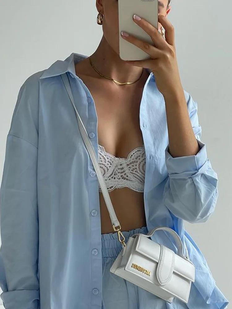 Survêtements en coton pour femmes, chemise avec mini short, ensembles 2 pièces, vêtements de mode, tenues, chemisiers