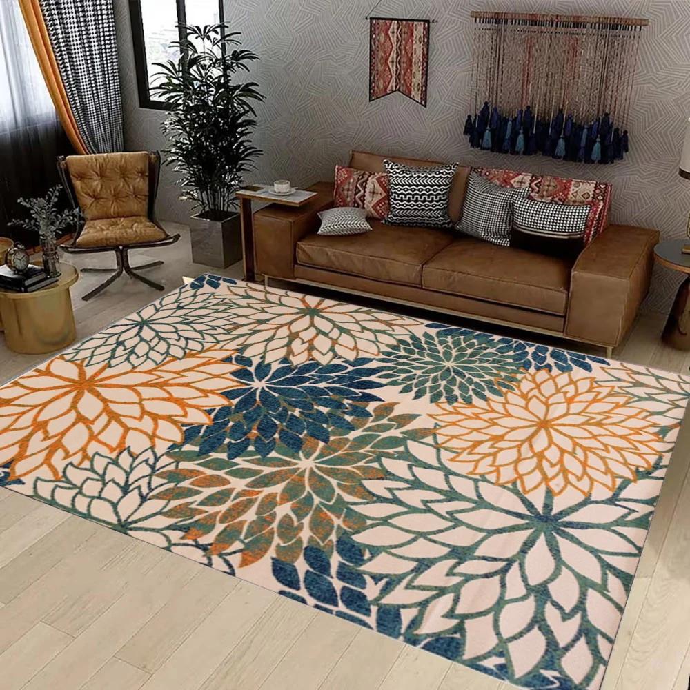 Tapis en Chenille florale botanique tropicale imperméable et antidérapant pour terrasse et jardin d'arrière-cour résistant aux intempéries