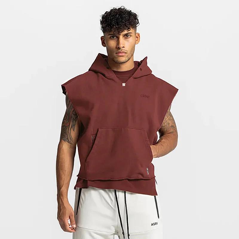 Débardeur de musculation pour hommes sans manches gilet coton à capuche vêtement de fitness entraînement gym tenue sportive homme